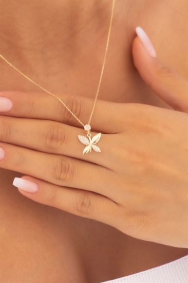 "Zarif Kelebek Model Altın Kolye, 1,97 gram, Goldium ustalığı ve Altın Kolye modeli ile uzun ömürlü kullanım sağlar